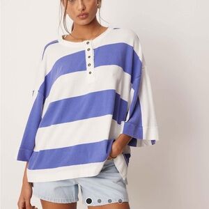 Free People Blue and White Striped Shirt NWT